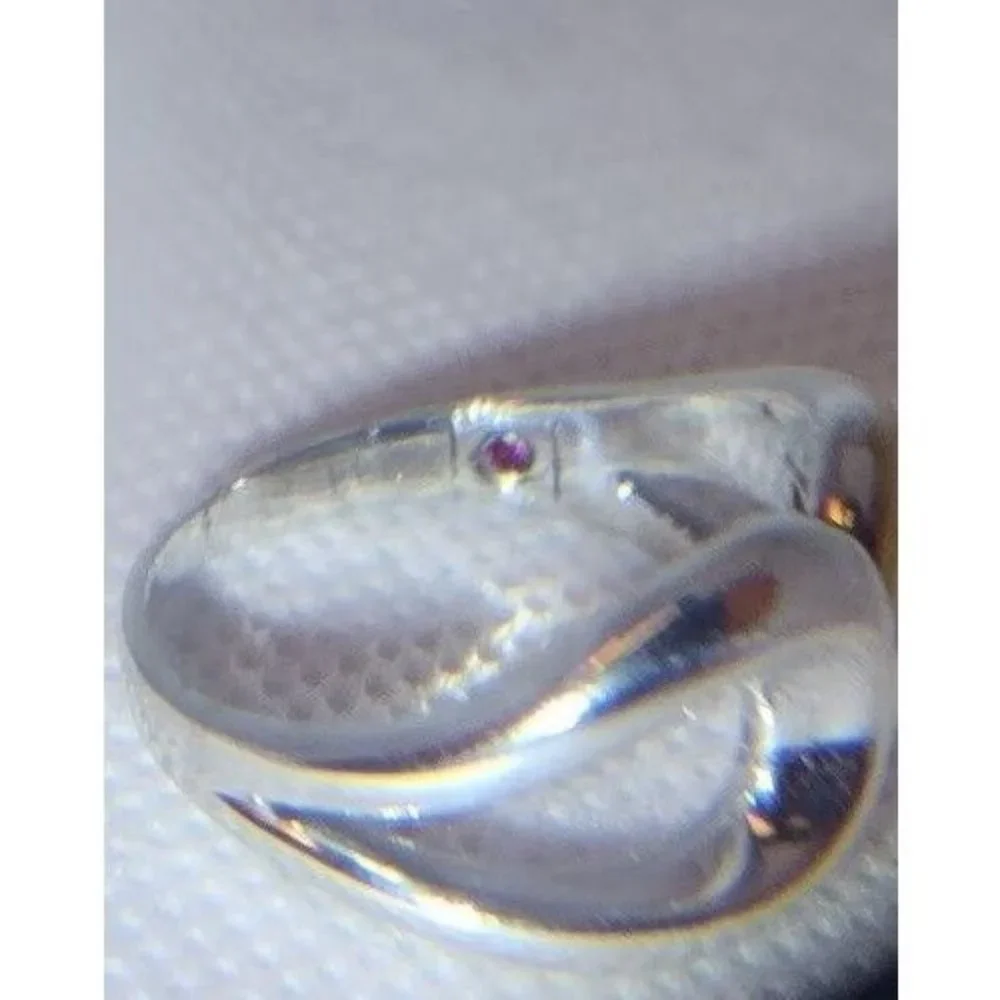 Silver ring 925 Vintage ELLE Accent Red Ruby inside the band size 9